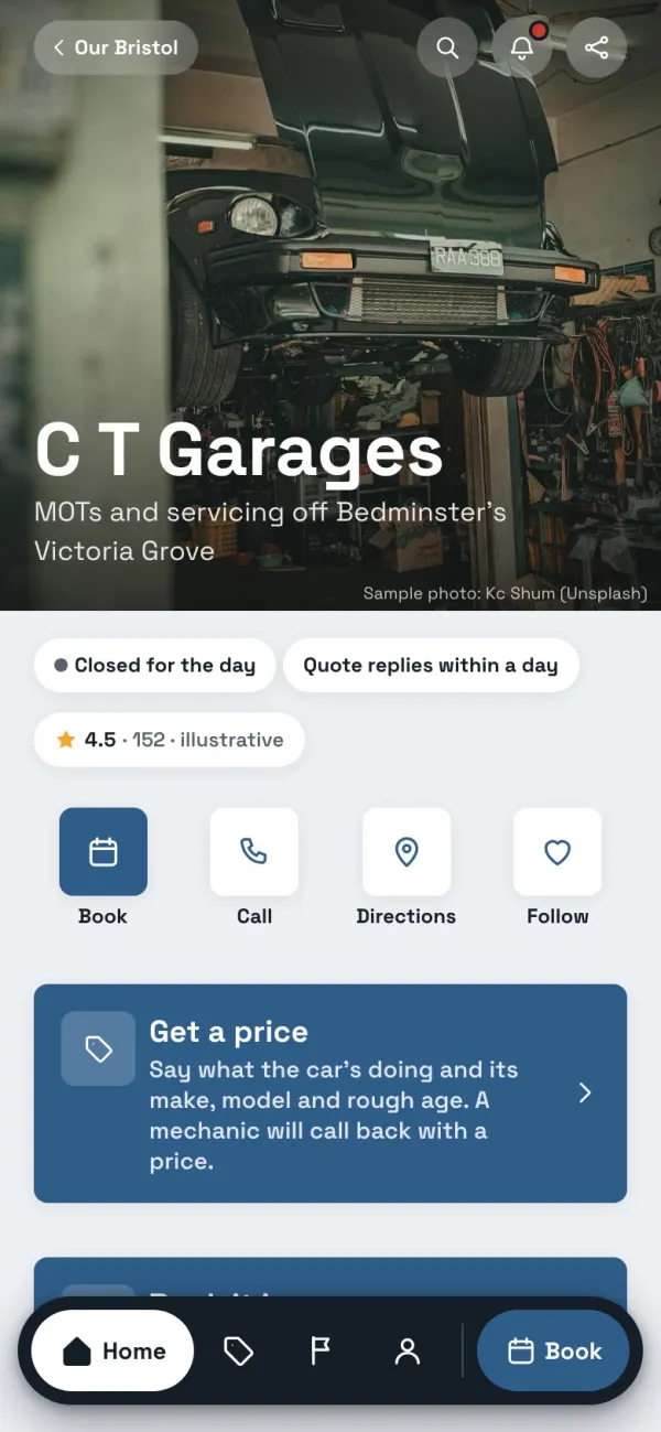 C T Garages’s own app inside Our Bristol